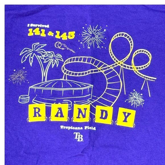 I Survived 141 & 143 Randy Arozarena Tropicana Field T-Shirt L Jerzees Dri-Power - Picture 2 of 5